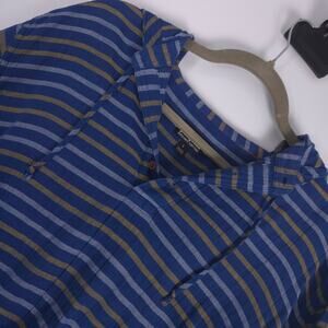 Patagonia Organic Cotton Hooded Shirt Blue Striped Baja Pullover Mens Large